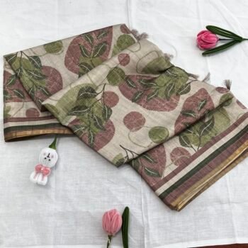 Whispers of Green -  Soft Cotton Silk Saree with Running Gold Zari Checks