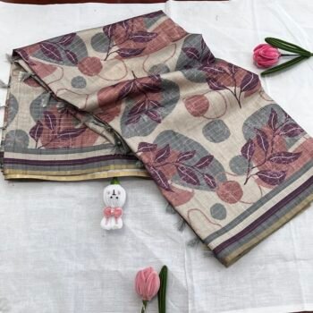 Whispers of Purple -  Soft Cotton Silk Saree with Running Gold Zari Checks