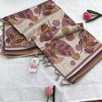 Whispers of Brown -  Soft Cotton Silk Saree with Running Gold Zari Checks