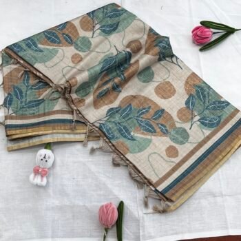 Whispers of Blue -  Soft Cotton Silk Saree with Running Gold Zari Checks