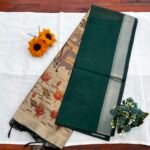 Heritage Elegance: Peacock Teal Tussar Semi Silk Saree with Pichwai Themed Pallu