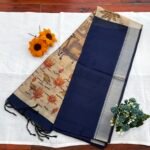 Heritage Elegance: Indigo Blue Tussar Semi Silk Saree with Pichwai Themed Pallu
