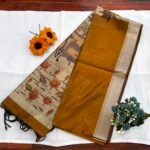 Heritage Elegance: Antique Gold Tussar Semi Silk Saree with Pichwai Themed Pallu
