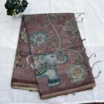 Dusty Pink - Soft Cotton Blend Saree with Kalamkari Inspired Prints
