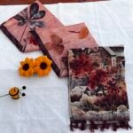Dusty Peach - Abstract Autumn Themed Soft Cotton Blend Saree