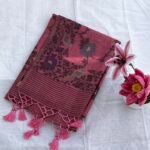 Onion Pink - Soft Muga Cotton Botanical Weave Saree