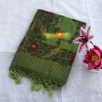 Meadow Green - Soft Muga Cotton Botanical Weave Saree