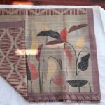 Madder Red Diamond Digital Painted Tussar Semi Silk Saree with Botanical Theme Pallu