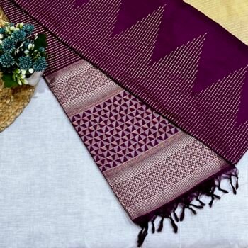 Wine-Purple Festive Semi Silk Saree