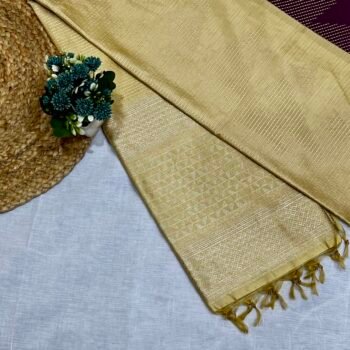 Cream Gold - Festive Semi Silk Saree