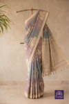 Mauve Blue Ombre Floral - Semi Tussar Silk Saree