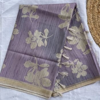 Dusty Lavender Ombre Floral - Semi Tussar Silk Saree