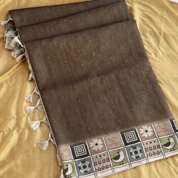 Coffee Brown- Doodle Art Silk Blend Saree