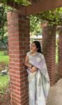 Green Purple Ombre Floral - Semi Tussar Silk Saree